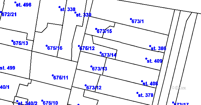 Parcela st. 673/14 v KÚ Svítkov, Katastrální mapa