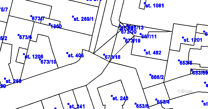 Parcela st. 673/18 v KÚ Svítkov, Katastrální mapa