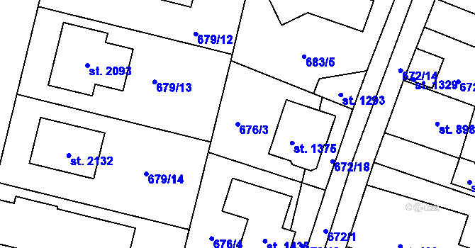 Parcela st. 676/3 v KÚ Svítkov, Katastrální mapa