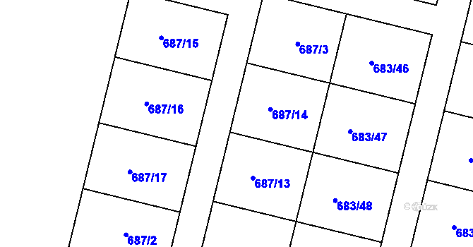 Parcela st. 687/3 v KÚ Svítkov, Katastrální mapa