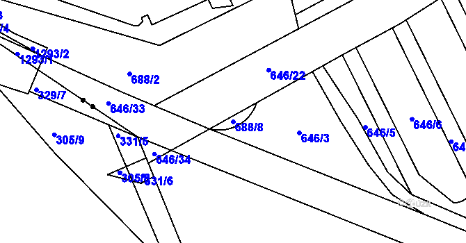 Parcela st. 688/8 v KÚ Svítkov, Katastrální mapa