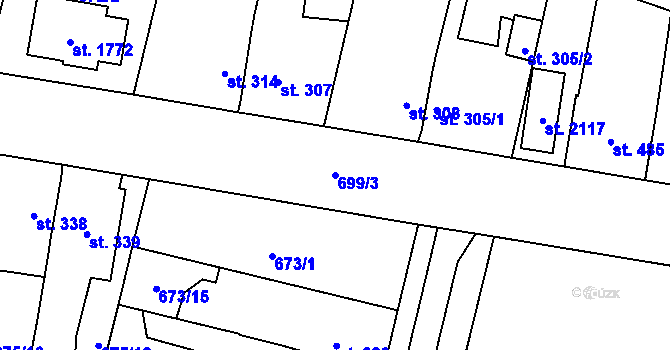 Parcela st. 699/3 v KÚ Svítkov, Katastrální mapa
