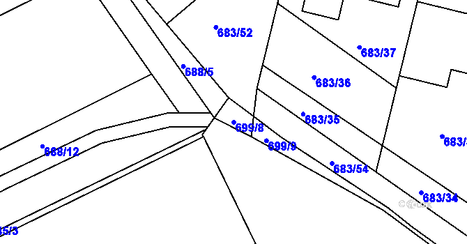 Parcela st. 699/8 v KÚ Svítkov, Katastrální mapa