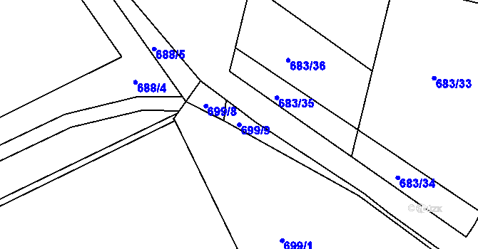 Parcela st. 699/9 v KÚ Svítkov, Katastrální mapa
