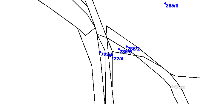 Parcela st. 722/5 v KÚ Svítkov, Katastrální mapa
