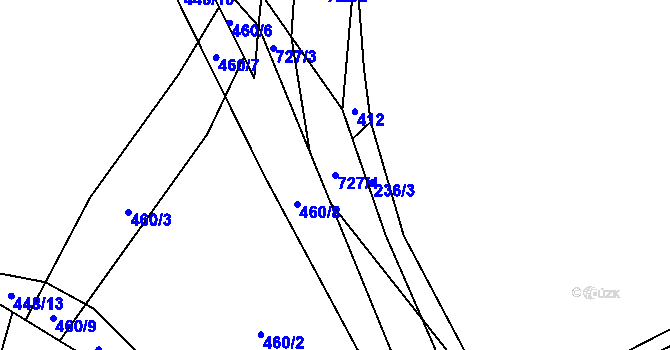 Parcela st. 727/4 v KÚ Svítkov, Katastrální mapa