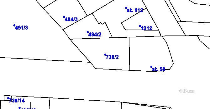 Parcela st. 738/2 v KÚ Svítkov, Katastrální mapa
