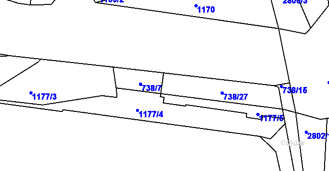 Parcela st. 738/7 v KÚ Svítkov, Katastrální mapa
