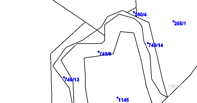 Parcela st. 749/9 v KÚ Svítkov, Katastrální mapa