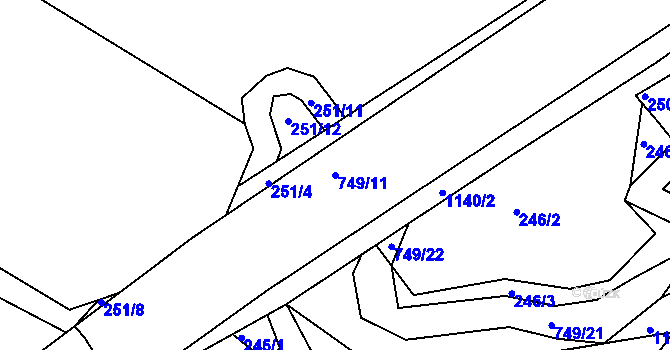 Parcela st. 749/11 v KÚ Svítkov, Katastrální mapa