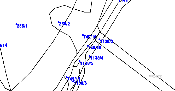 Parcela st. 749/18 v KÚ Svítkov, Katastrální mapa