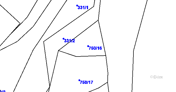 Parcela st. 750/16 v KÚ Svítkov, Katastrální mapa