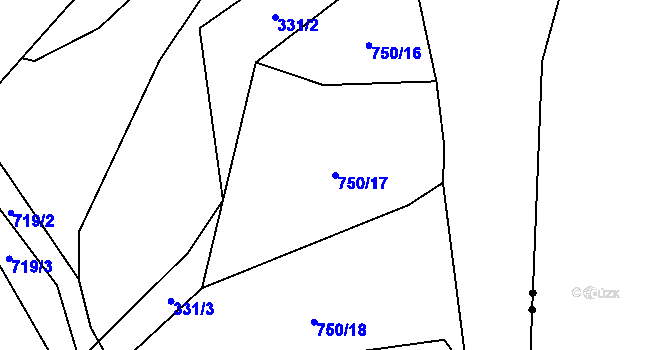 Parcela st. 750/17 v KÚ Svítkov, Katastrální mapa