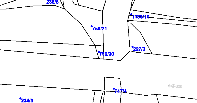 Parcela st. 750/30 v KÚ Svítkov, Katastrální mapa