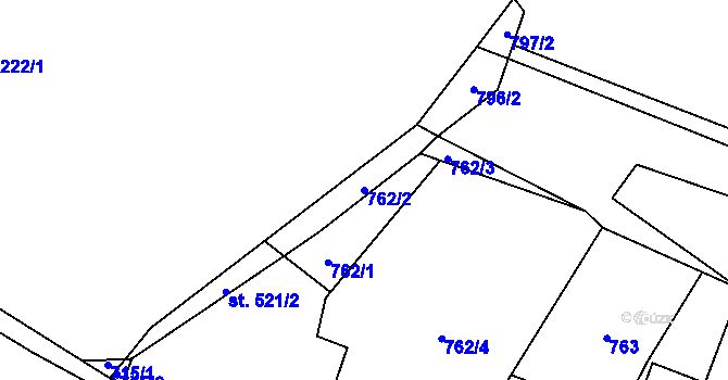 Parcela st. 762/2 v KÚ Svítkov, Katastrální mapa