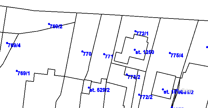 Parcela st. 771 v KÚ Svítkov, Katastrální mapa