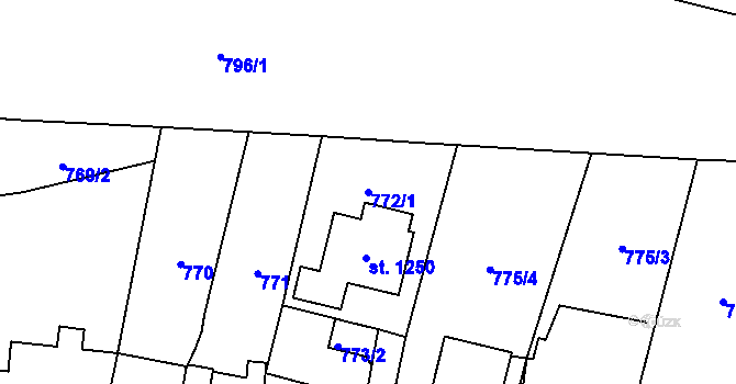 Parcela st. 772/1 v KÚ Svítkov, Katastrální mapa