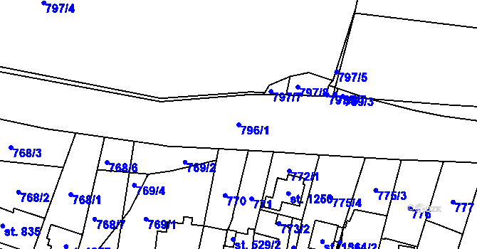 Parcela st. 796/1 v KÚ Svítkov, Katastrální mapa