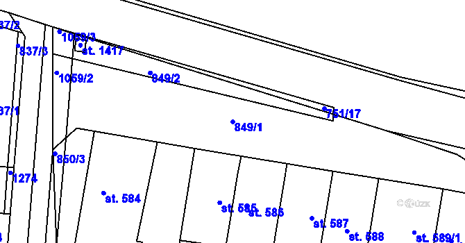 Parcela st. 849/1 v KÚ Svítkov, Katastrální mapa