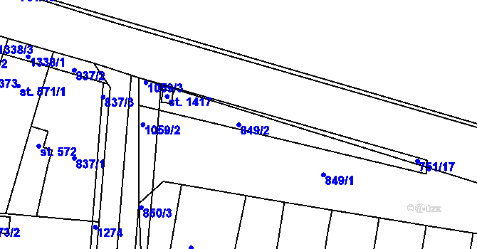 Parcela st. 849/2 v KÚ Svítkov, Katastrální mapa
