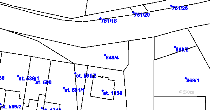 Parcela st. 849/4 v KÚ Svítkov, Katastrální mapa