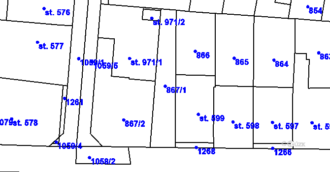 Parcela st. 867/1 v KÚ Svítkov, Katastrální mapa