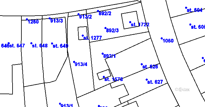 Parcela st. 892/1 v KÚ Svítkov, Katastrální mapa