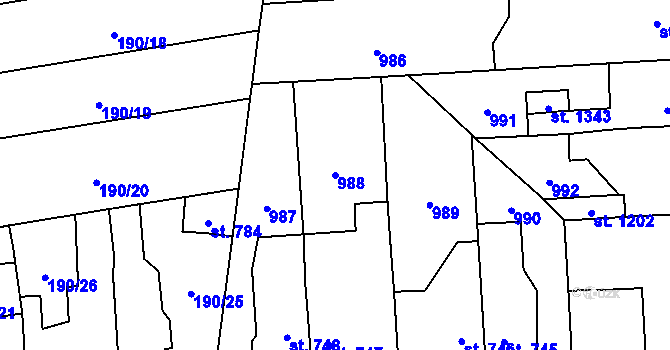 Parcela st. 988 v KÚ Svítkov, Katastrální mapa