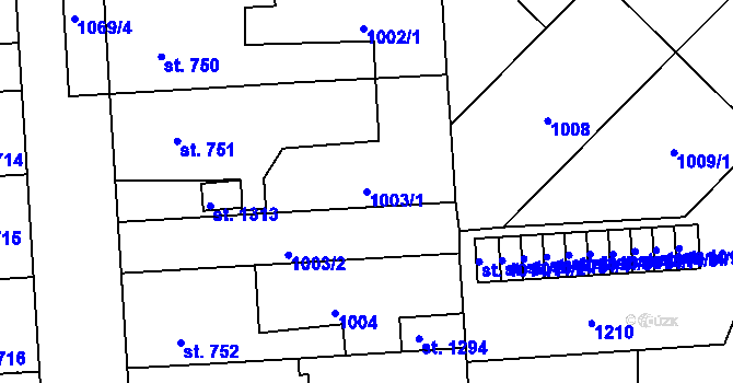 Parcela st. 1003/1 v KÚ Svítkov, Katastrální mapa