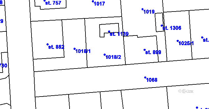 Parcela st. 1018/2 v KÚ Svítkov, Katastrální mapa