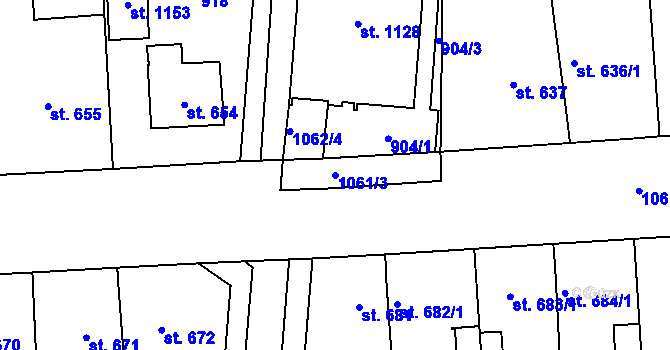 Parcela st. 1061/3 v KÚ Svítkov, Katastrální mapa