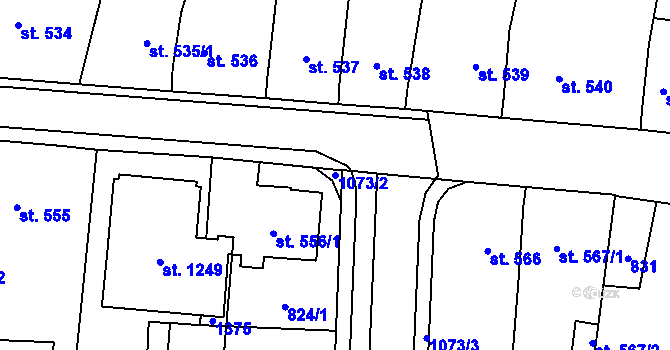 Parcela st. 1073/2 v KÚ Svítkov, Katastrální mapa