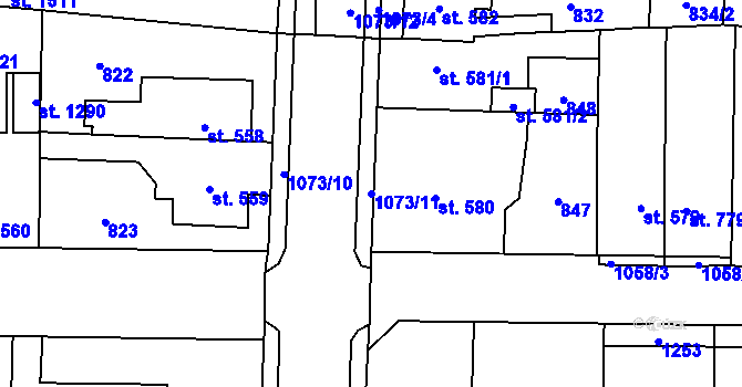 Parcela st. 1073/11 v KÚ Svítkov, Katastrální mapa