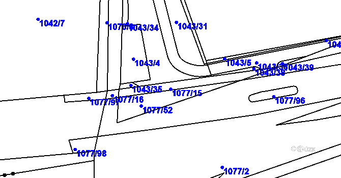 Parcela st. 1077/15 v KÚ Svítkov, Katastrální mapa