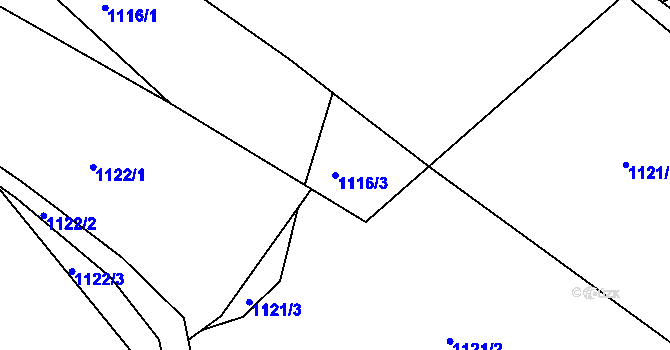Parcela st. 1116/3 v KÚ Svítkov, Katastrální mapa