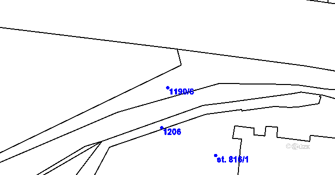 Parcela st. 1190/6 v KÚ Svítkov, Katastrální mapa