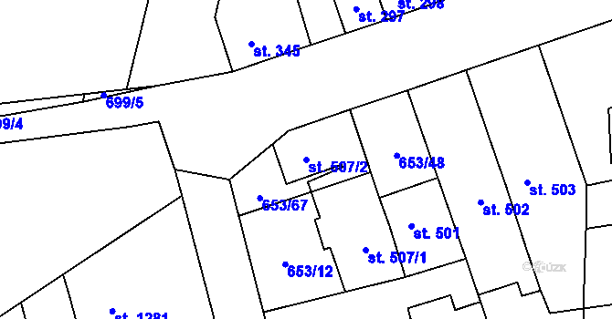 Parcela st. 507/2 v KÚ Svítkov, Katastrální mapa
