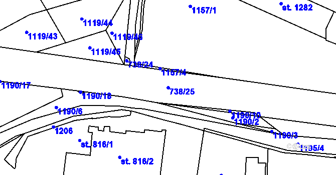 Parcela st. 738/25 v KÚ Svítkov, Katastrální mapa