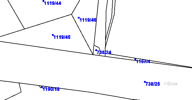 Parcela st. 738/24 v KÚ Svítkov, Katastrální mapa