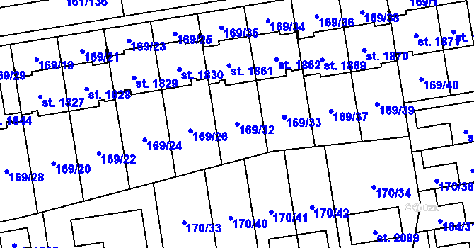 Parcela st. 169/32 v KÚ Svítkov, Katastrální mapa