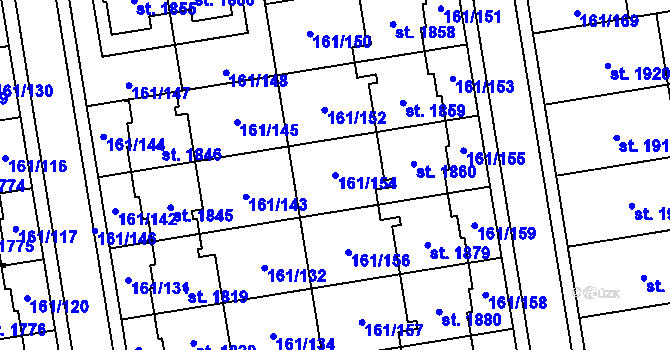 Parcela st. 161/154 v KÚ Svítkov, Katastrální mapa
