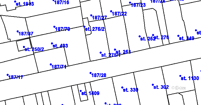 Parcela st. 275/1 v KÚ Svítkov, Katastrální mapa