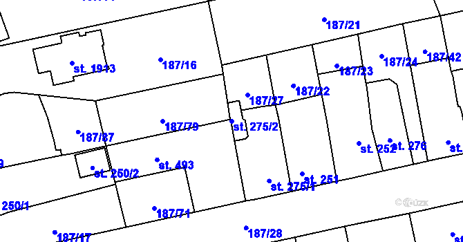 Parcela st. 275/2 v KÚ Svítkov, Katastrální mapa