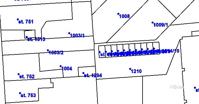 Parcela st. 1014/1 v KÚ Svítkov, Katastrální mapa