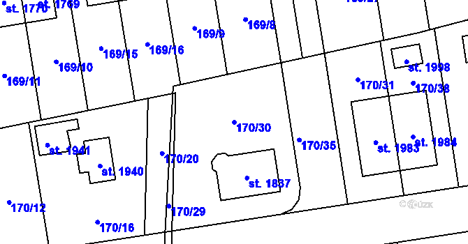 Parcela st. 170/30 v KÚ Svítkov, Katastrální mapa