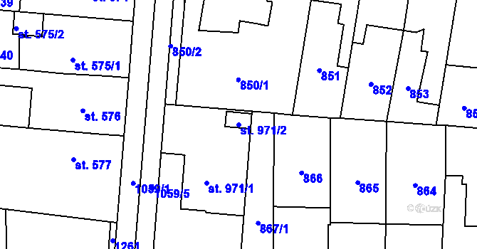 Parcela st. 971/2 v KÚ Svítkov, Katastrální mapa