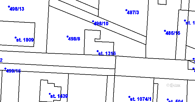 Parcela st. 1316 v KÚ Svítkov, Katastrální mapa