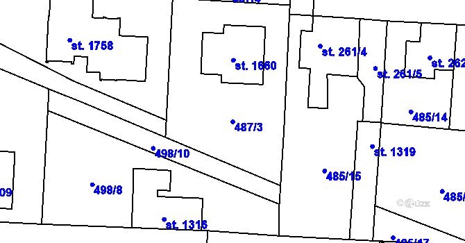 Parcela st. 487/3 v KÚ Svítkov, Katastrální mapa