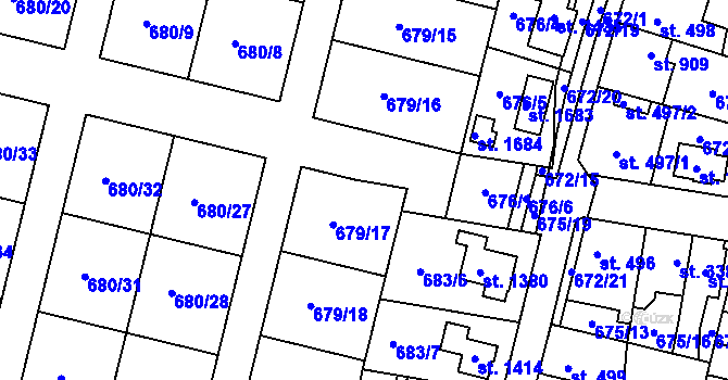 Parcela st. 679/1 v KÚ Svítkov, Katastrální mapa