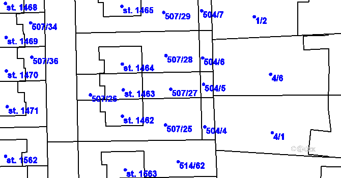 Parcela st. 507/27 v KÚ Svítkov, Katastrální mapa